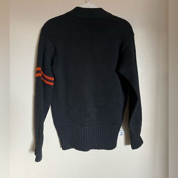 Vintage 60s Minnesota Letterman „M“ Wool Knit Sweater‎ Sz Medium Black Orange - Picture 3 of 4